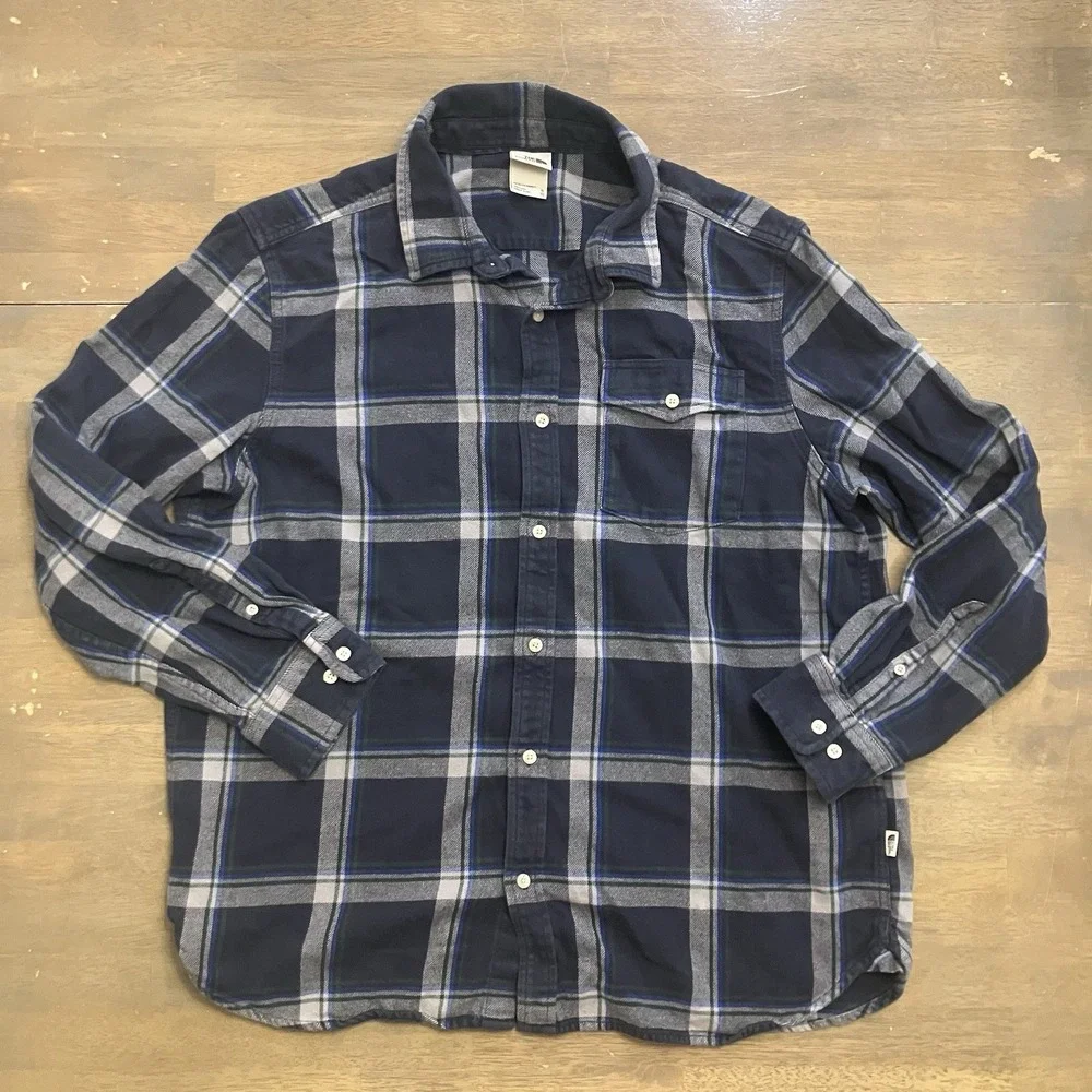 The North Face Shirt Mens XL Blue White Plaid Flannel‎ Button Up Outdoor